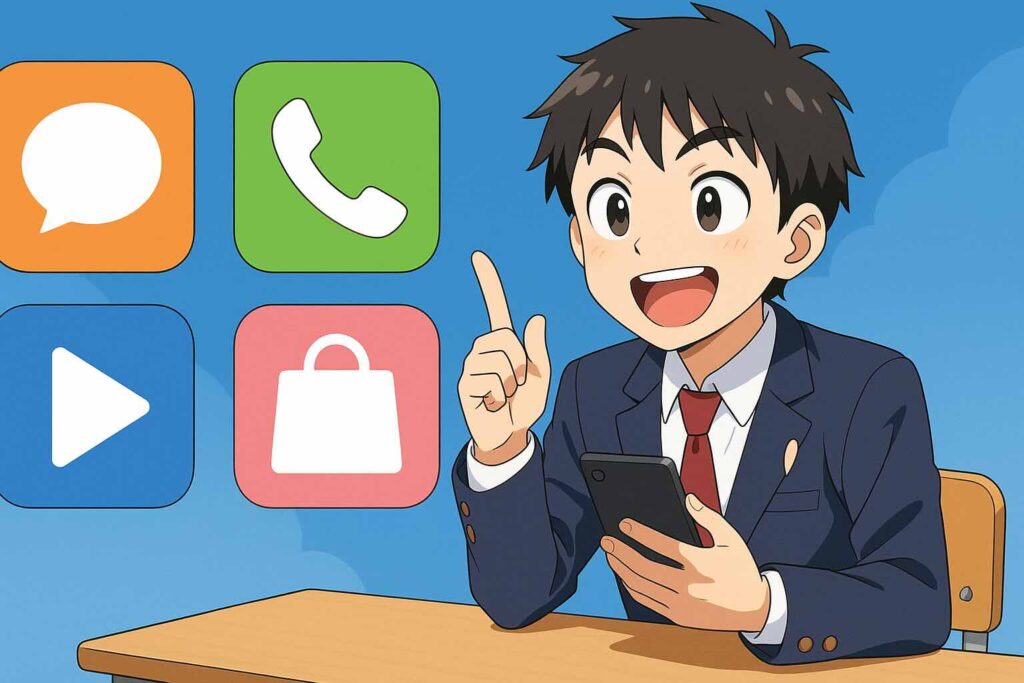 シャドーイングバディと他社を比較している男子高校生