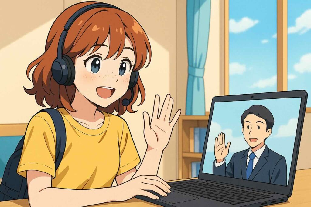 ネイティブキャンプを頑張っている女子大生