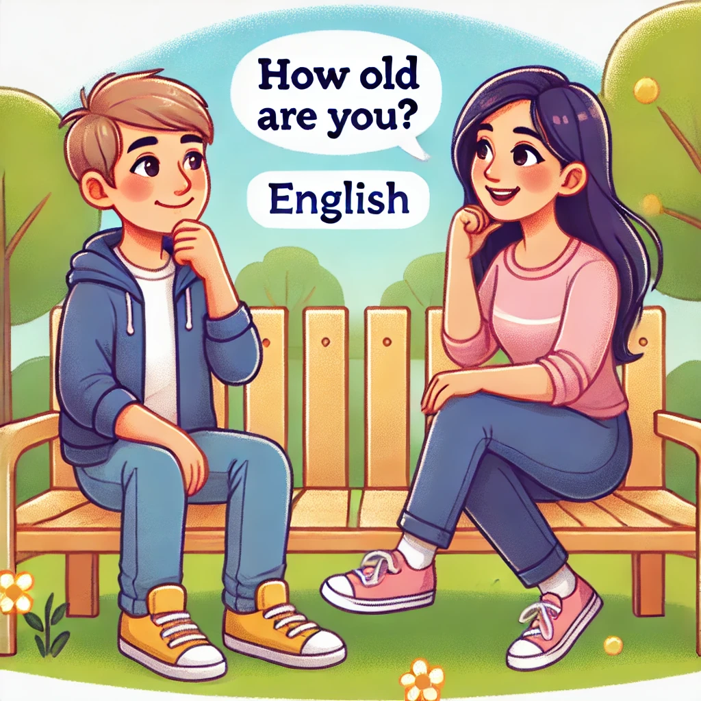 how old are youと友達に聞いているシーン