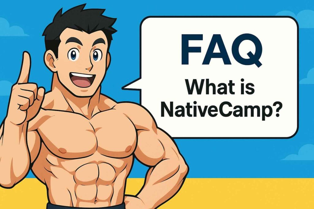 ネイティブキャンプのキャンペーンに関するFAQに答えるボディービルダー