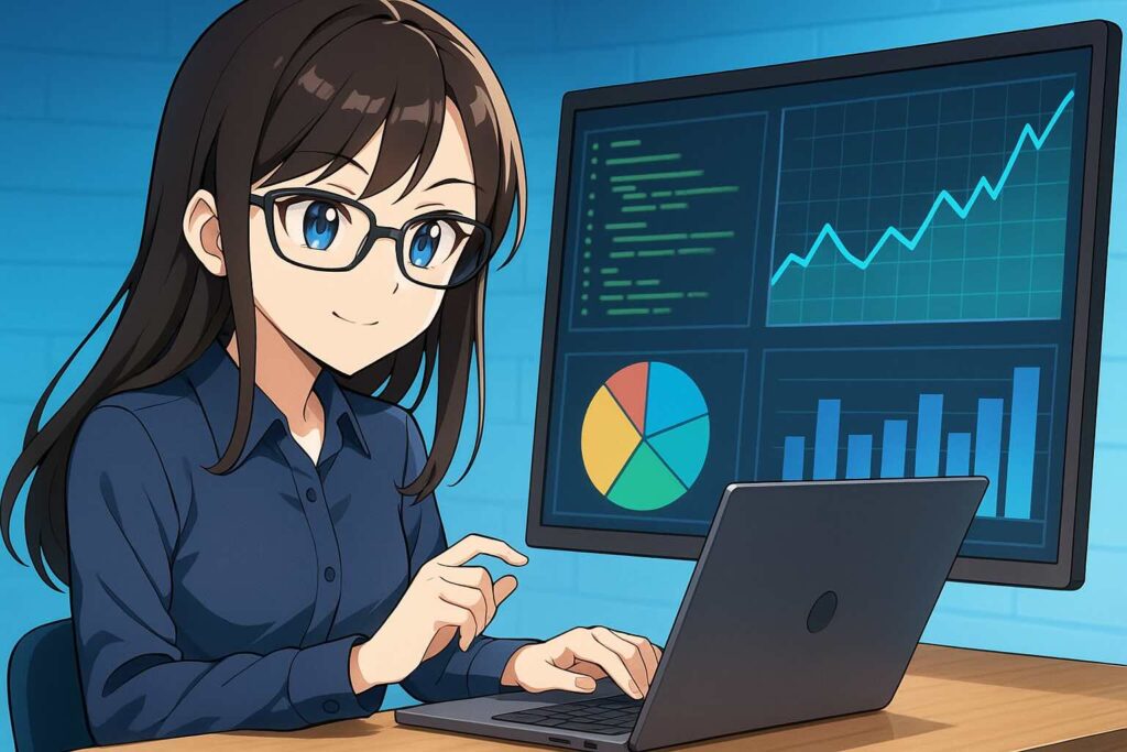 ネイティブキャンプのキャンペーンを分析している女性