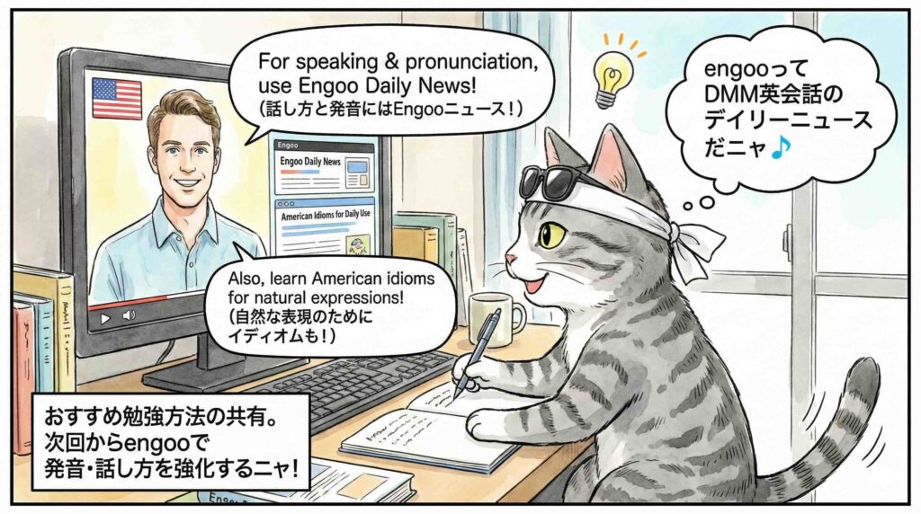 Cambly Pro 講師Jさんによるおすすめ勉強方法の共有のレッスン様子