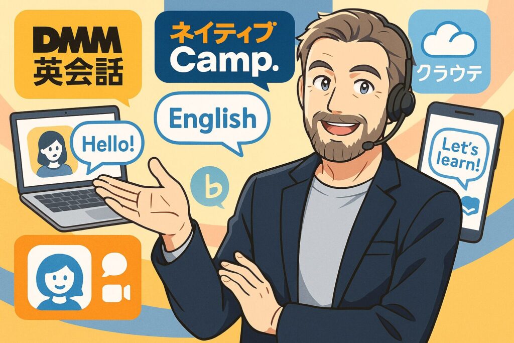 他社とDMM英会話のカウンセリング内容の違いを紹介する男性講師