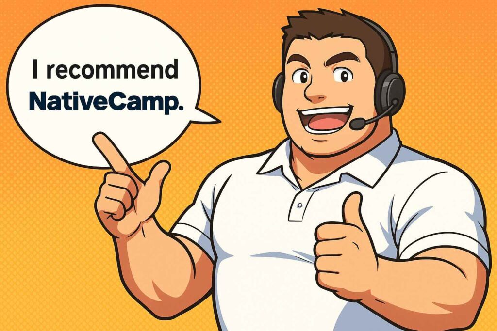 他におすすめなオンライン英会話としてネイティブキャンプをおすすめする男性