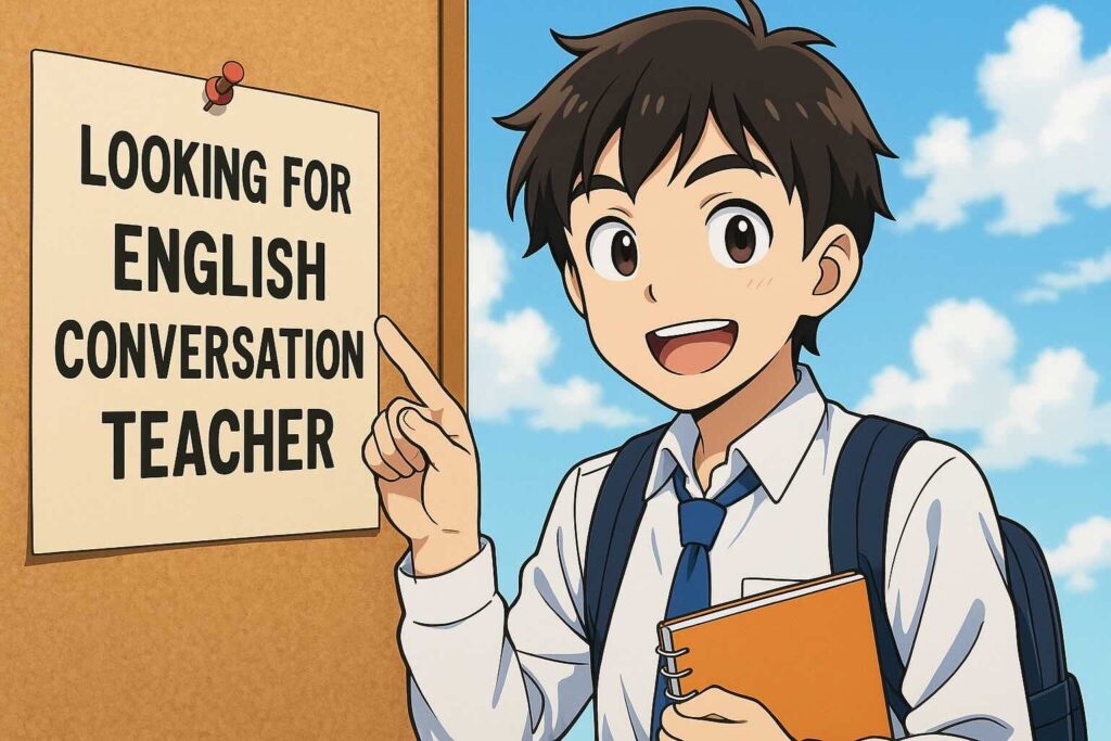美人な英会話講師を探している熱心な男性生徒