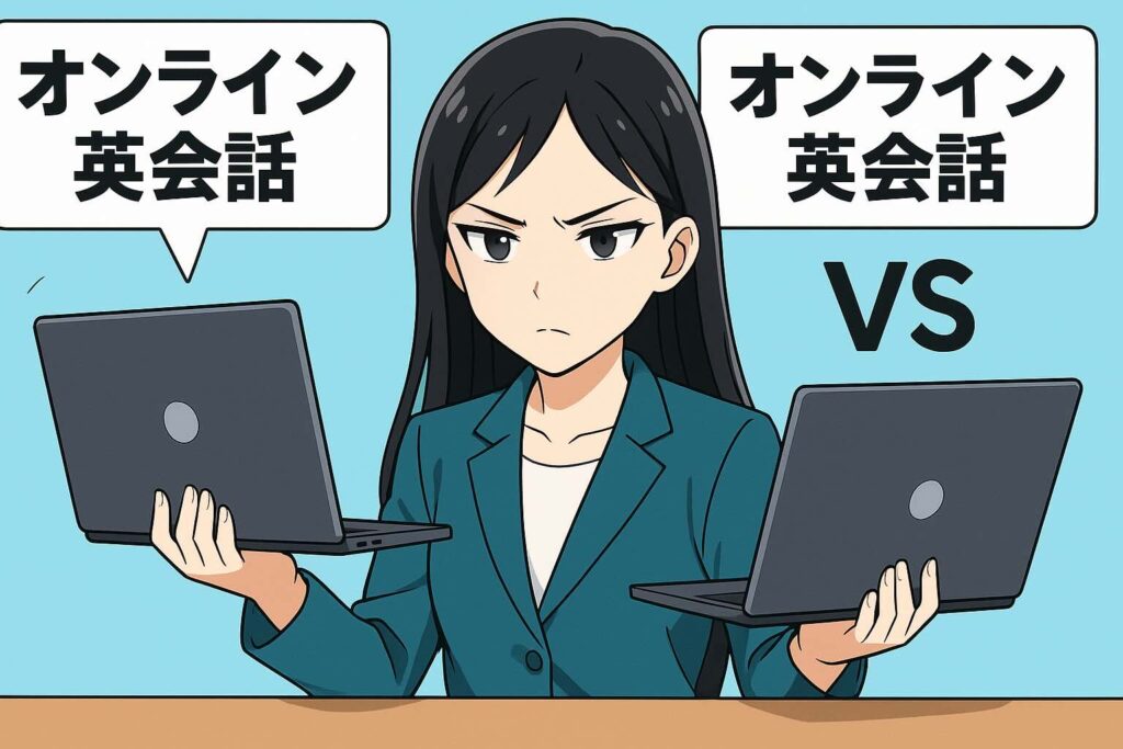 他社とレアジョブの比較をしている女性