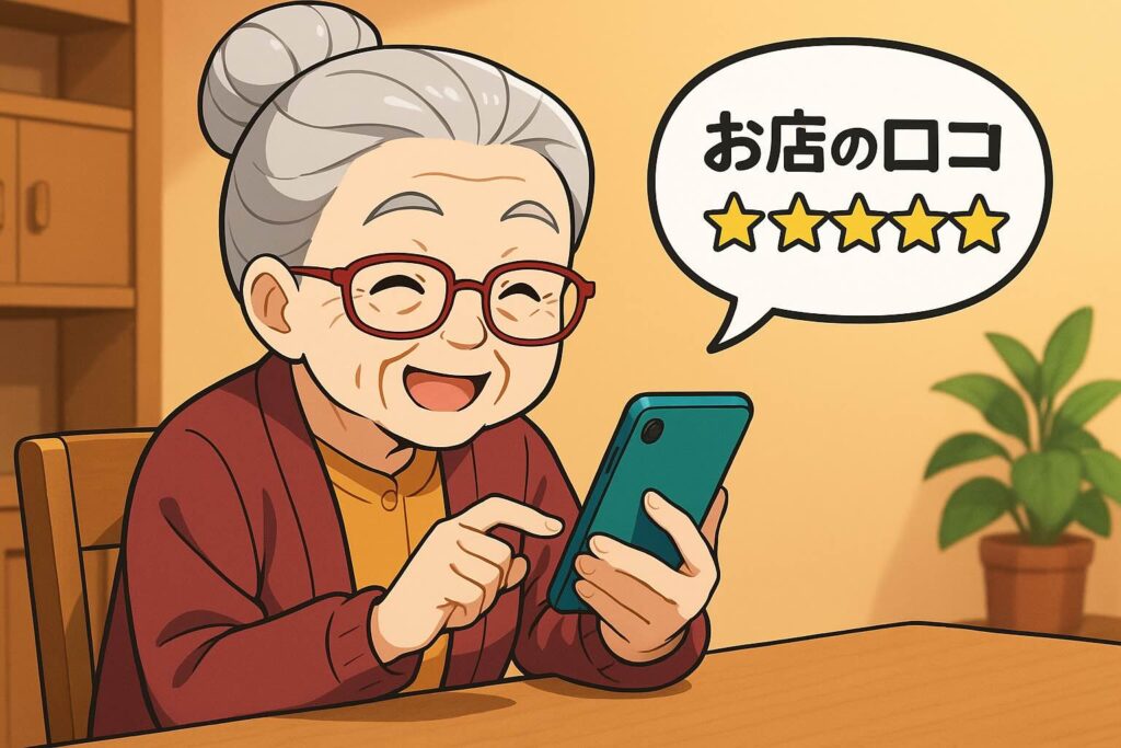 ネイティブキャンプのプレミアムプランの口コミや評判を調べているおばあちゃん