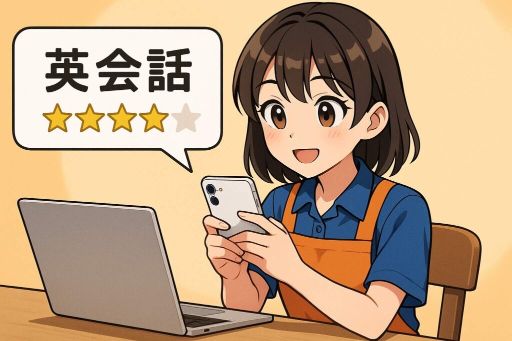Kimini英会話のウィークデイプランとスタンダードプランの口コミを調べている女性