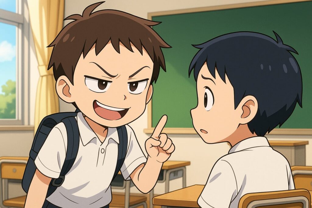 他の生徒にネイティブキャンプのおすすめなプランを紹介している小学生
