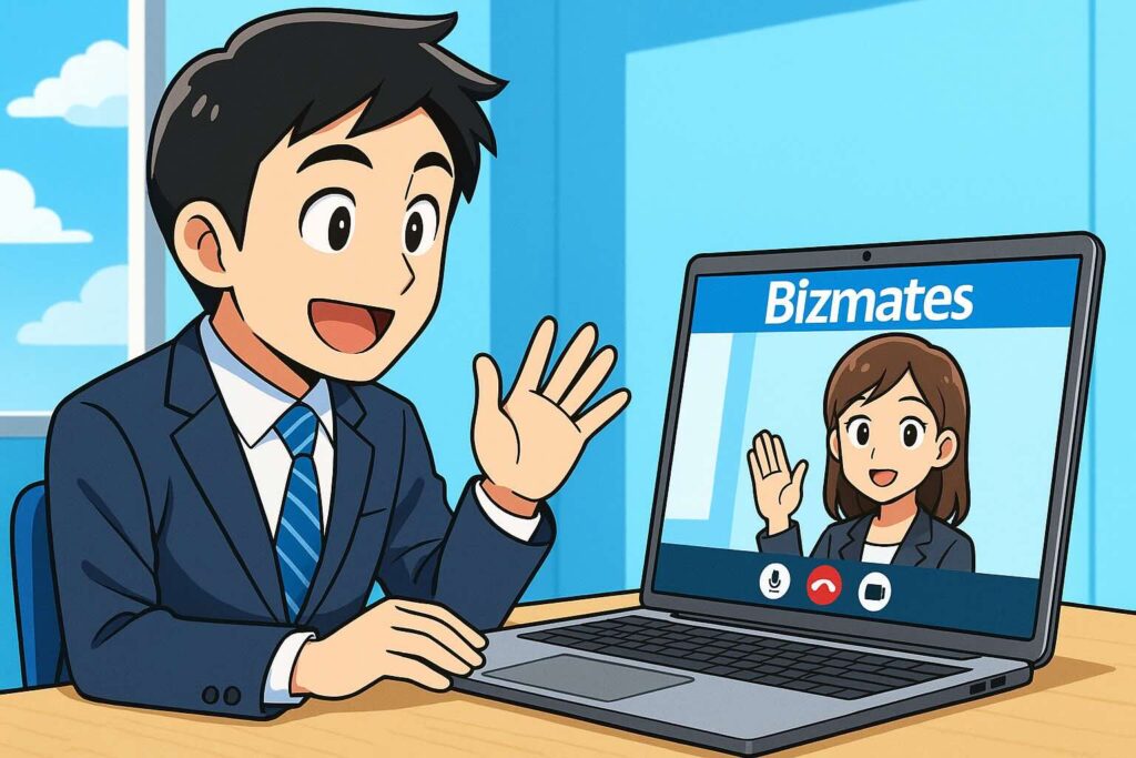 ビズメイツのレッスンを受けているビジネスマン