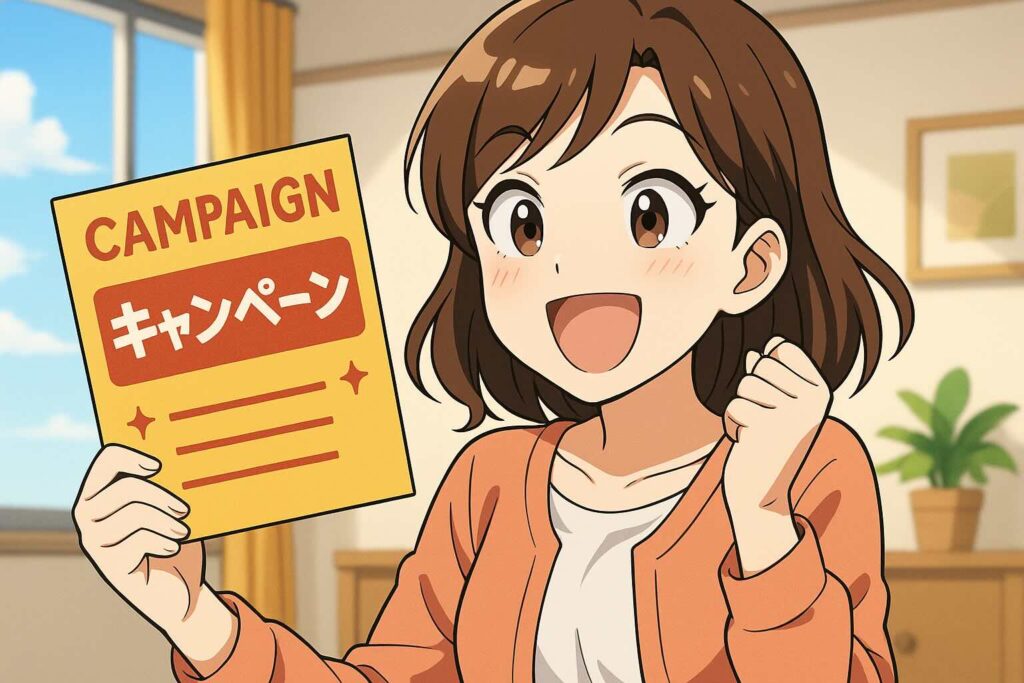 レアジョブ英会話のキャンペーンを利用して喜ぶ女性