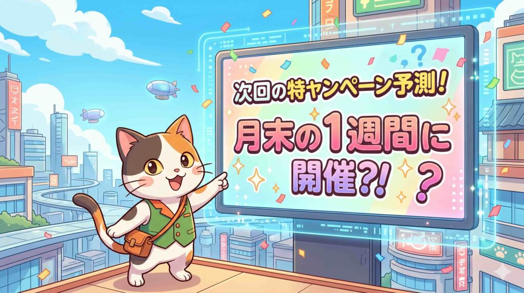 次のレアジョブキャンペーンはいつなのか話すネコ