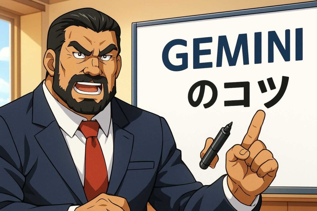 Geminiを用いて英会話する際のコツを話す上司