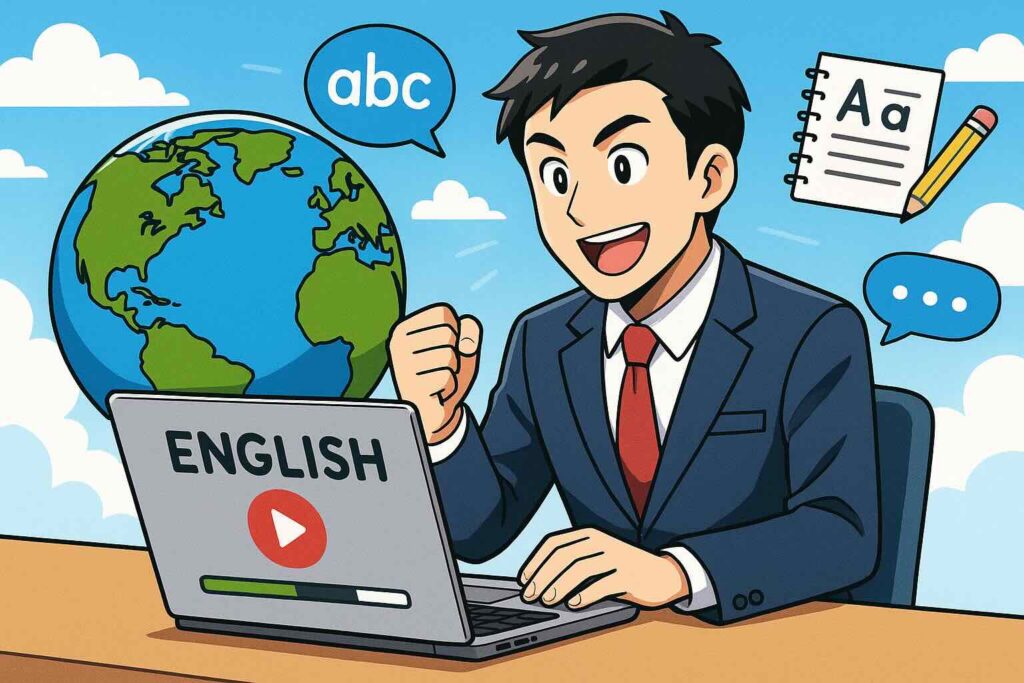 ChatGPT5で英会話ロールプレイをやっている男性