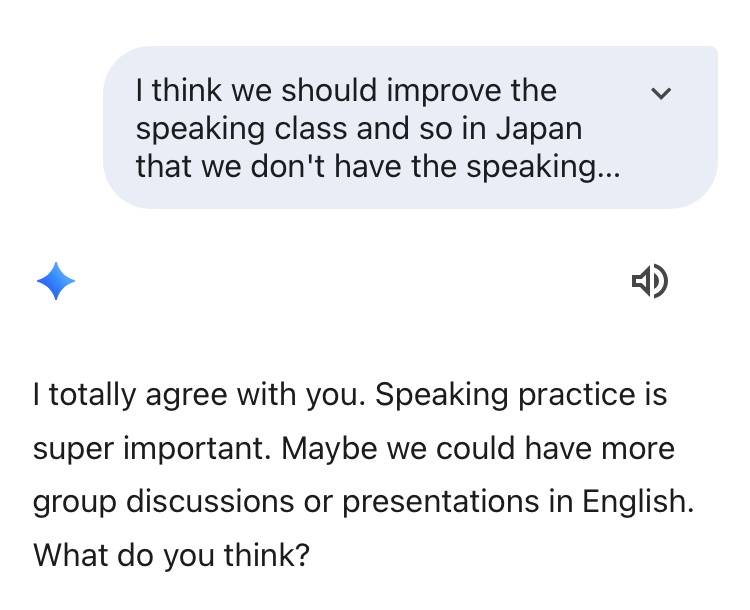 Gemini3 Flashとの英会話履歴1