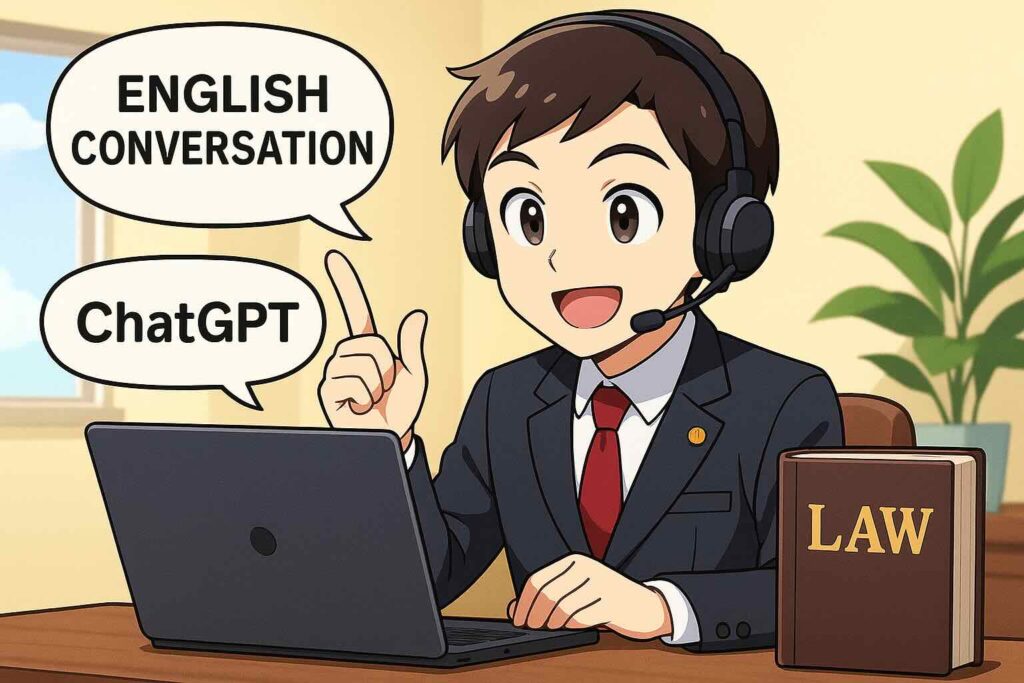ChatGPT音声モードによる英会話練習プロンプトの作り方を習っている男性
