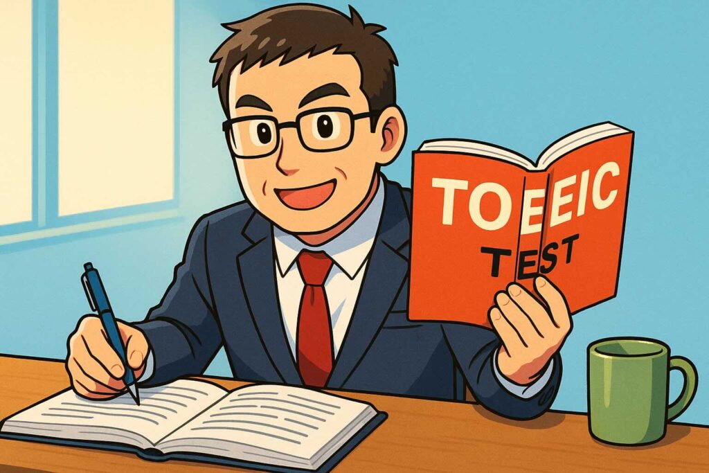 TOEICの勉強をしている40代ビジネスマン