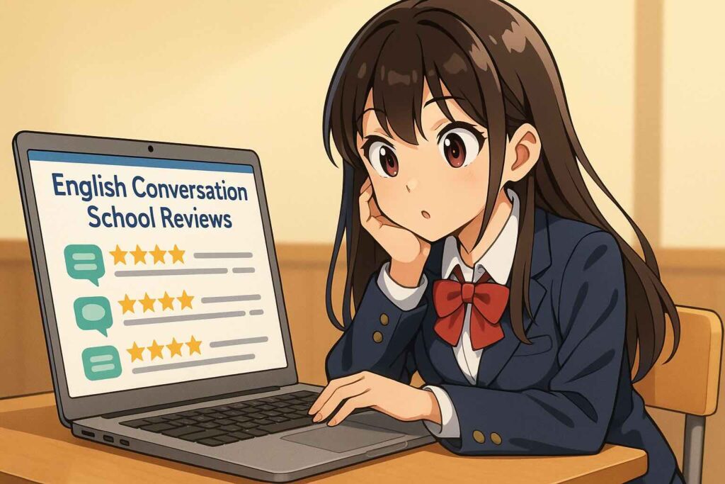 レアジョブはTOEICに効果あるのか口コミを調べている女子高生