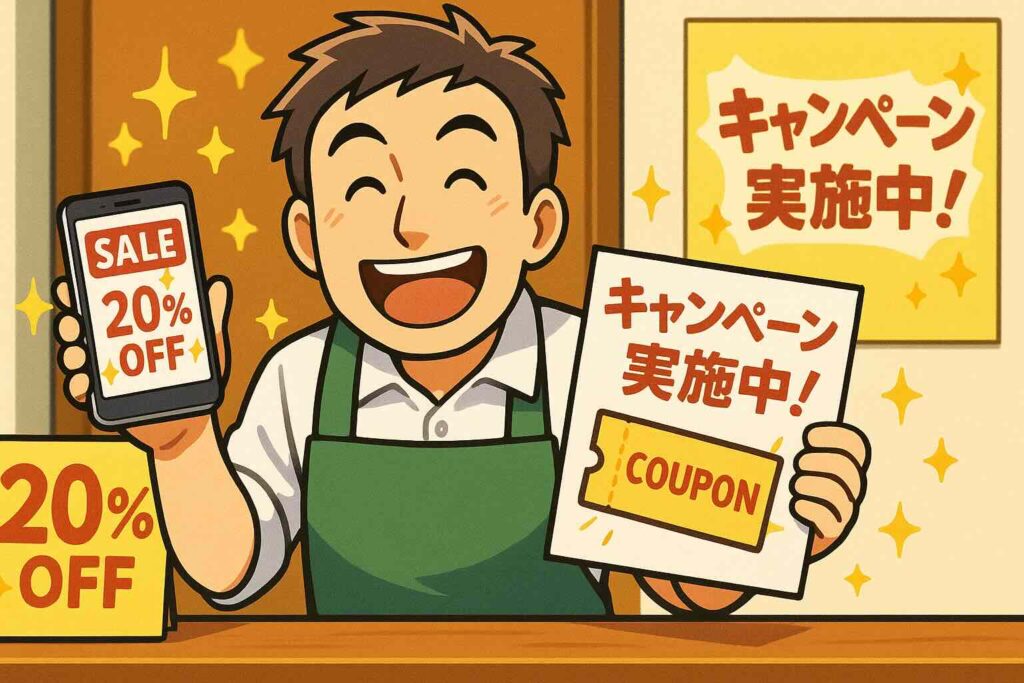Camblyキャンペーン最新情報をお知らせする男性
