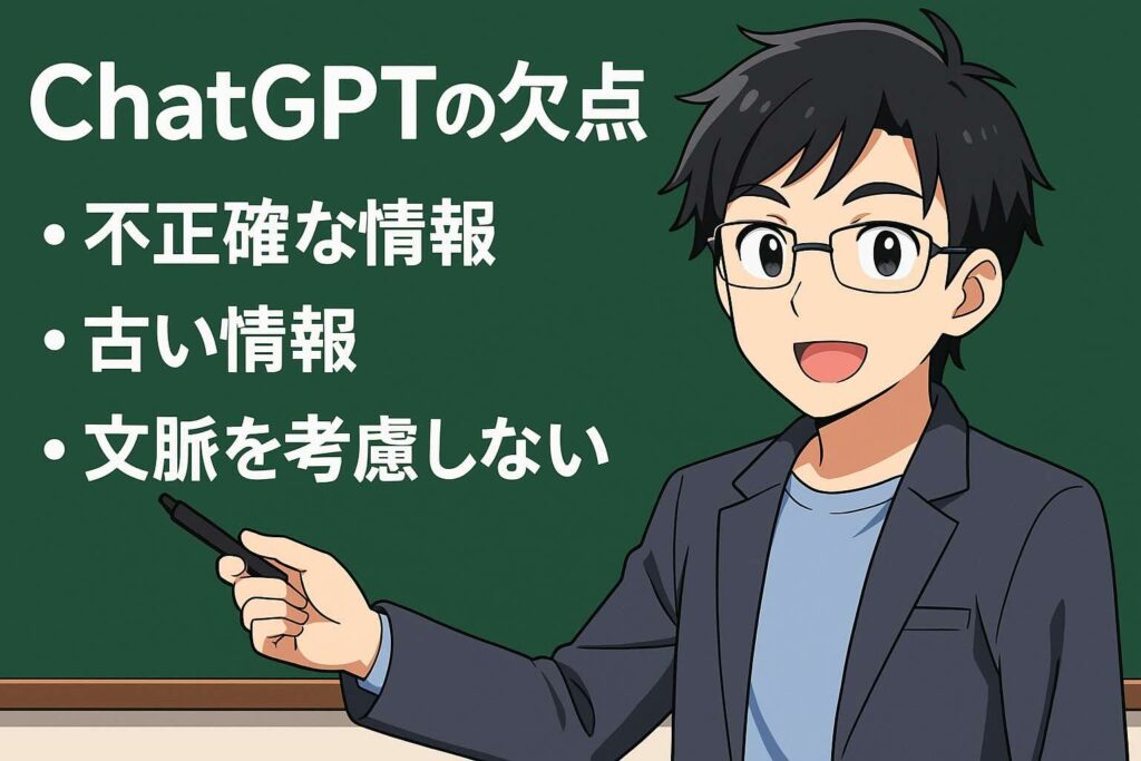 ChatGPT5を用いた英会話ロールプレイの欠点を解説する男性