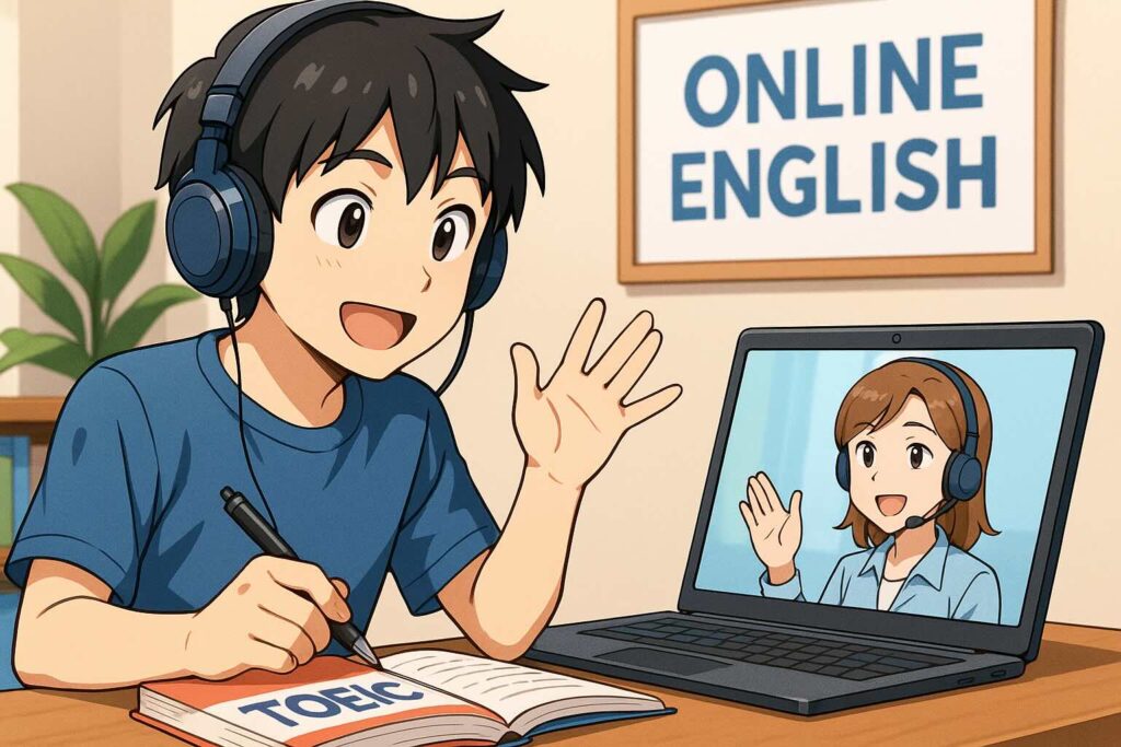 レアジョブでTOEIC対策する男子大学生