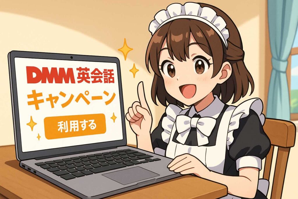 過去のDMM英会話キャンペーンを試している女性