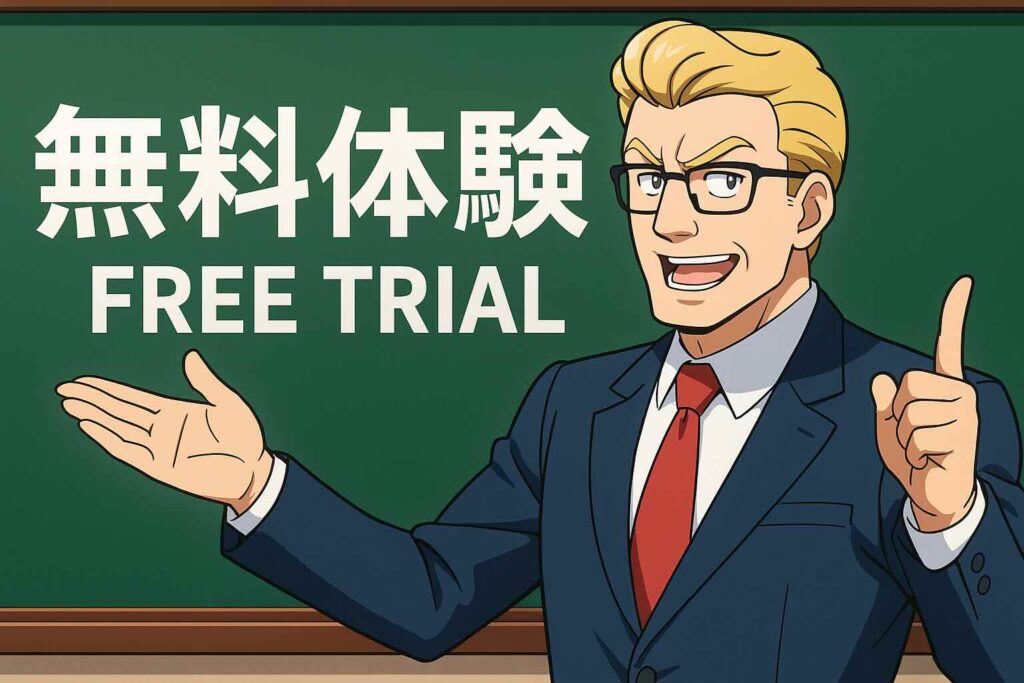 スピークバディの無料体験を有意義に利用する方法を講義する男性