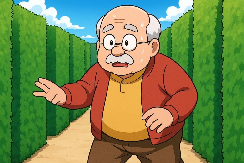 ベストティーチャーの注意点に気をつけているおじいちゃん