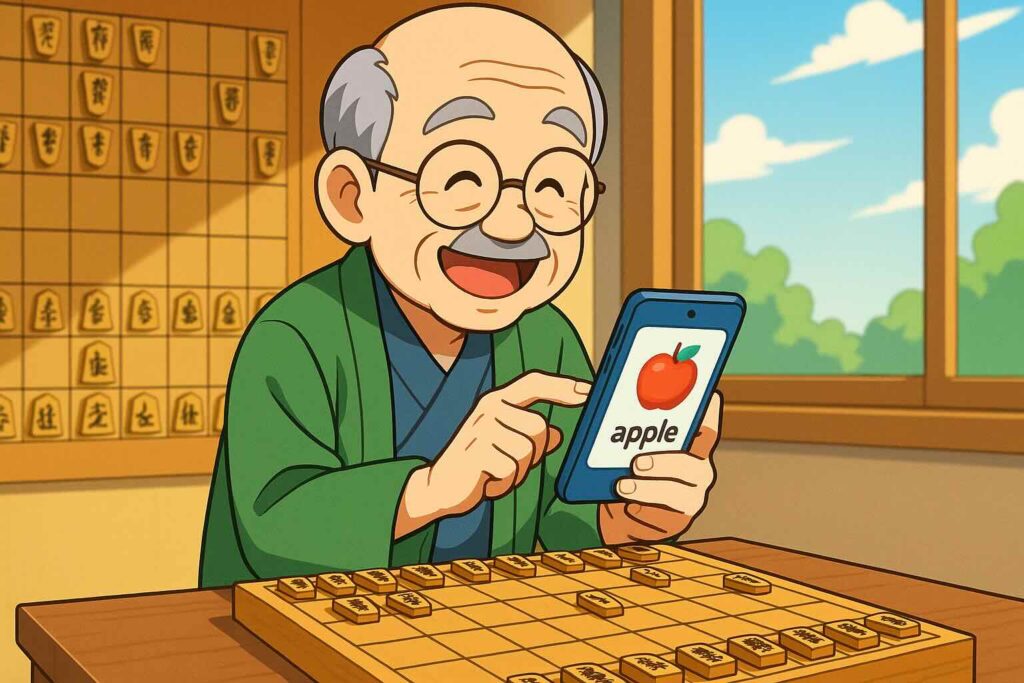 スピークバディをやってみているおじいちゃん