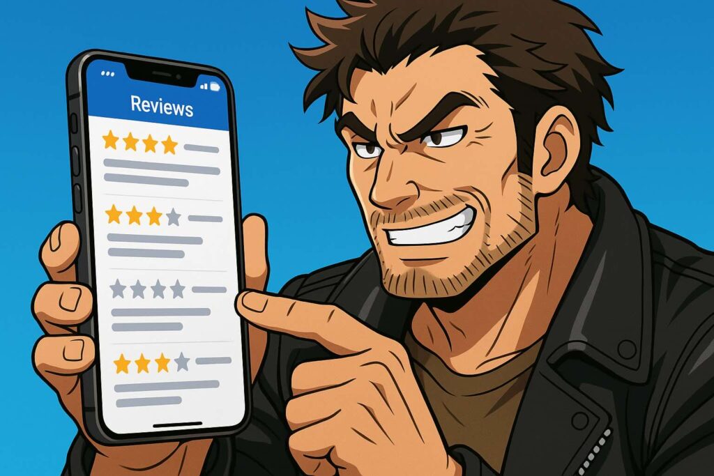 スピークバディ無料体験の印象を調べている男性