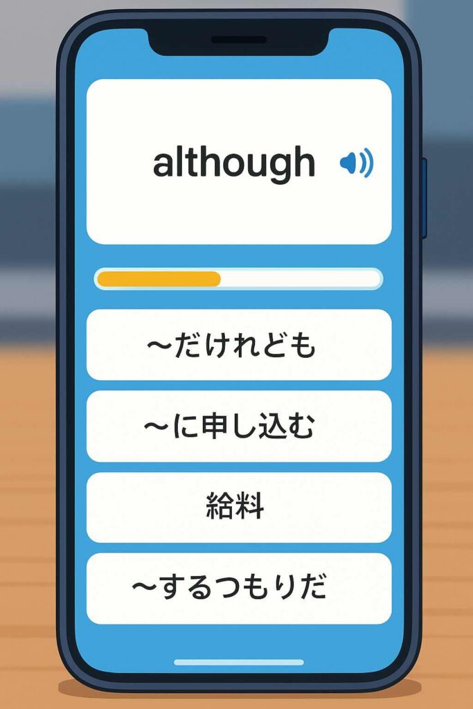 スピークバディ無料体験の単語学習をしている様子