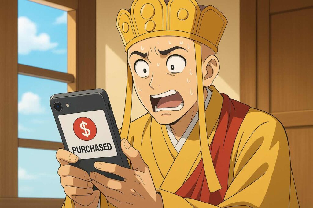スーパーデュオリンゴは勝手に課金され焦る男性