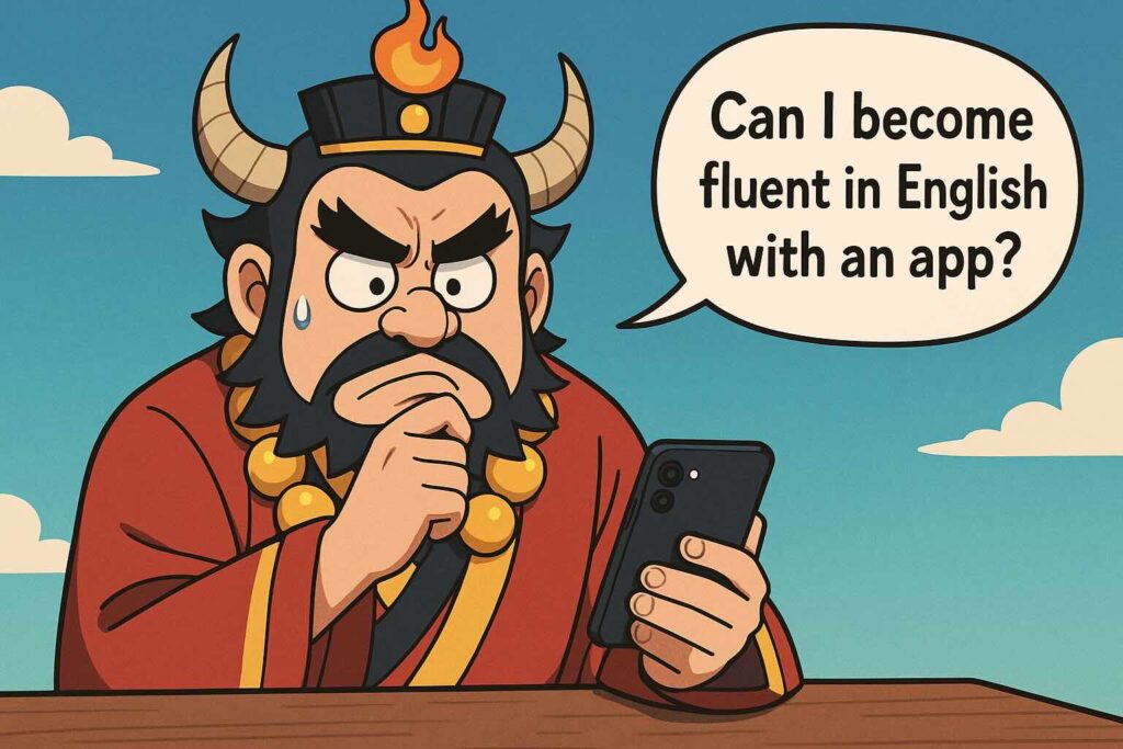 スーパーデュオリンゴで英語は上達するのか悩む閻魔大王