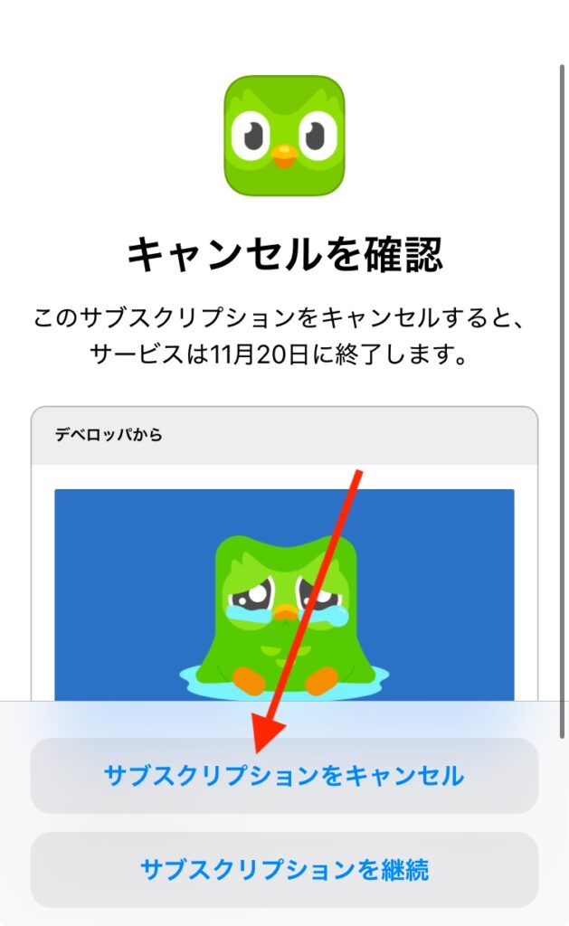 デュオリンゴの無料トライアル解約方法6