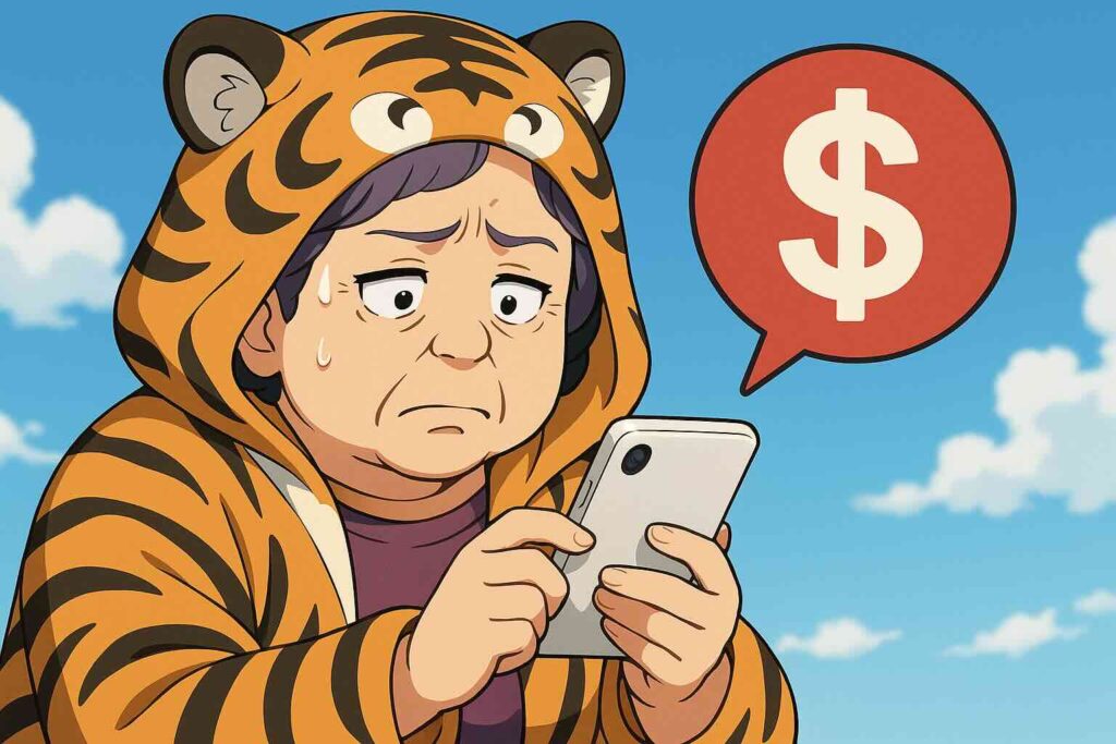 mikanのTOEIC対策では課金すべきか悩む女性