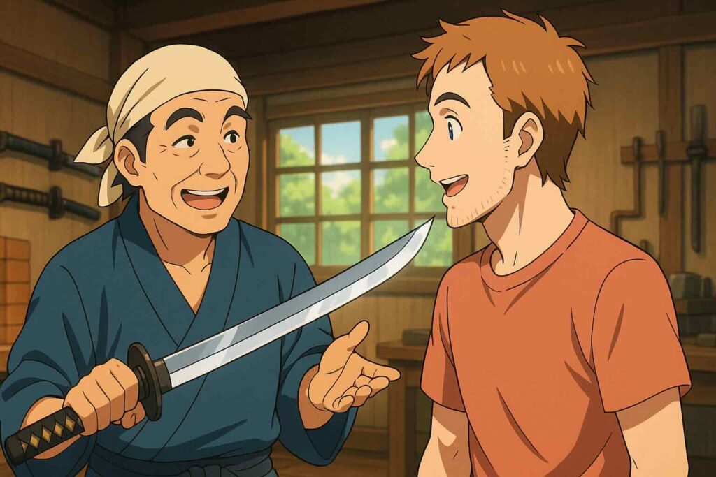 ハロートークにおける会話の続け方のコツを実践する刀匠