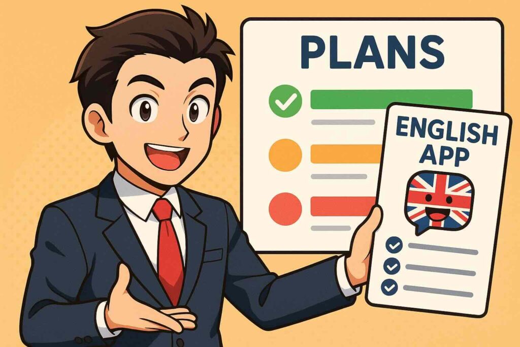 mikan有料プランであるプレミアムとライトの違いを説明するセールスマン