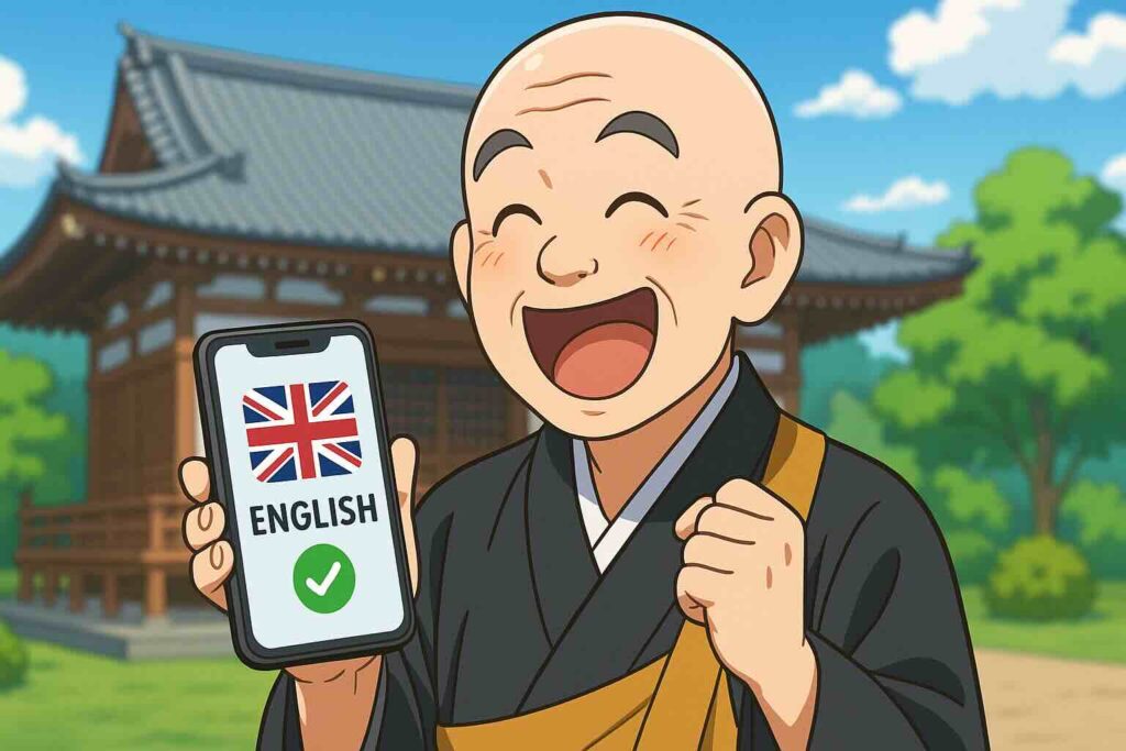 ポケット語学は効果的で喜ぶ和尚さん