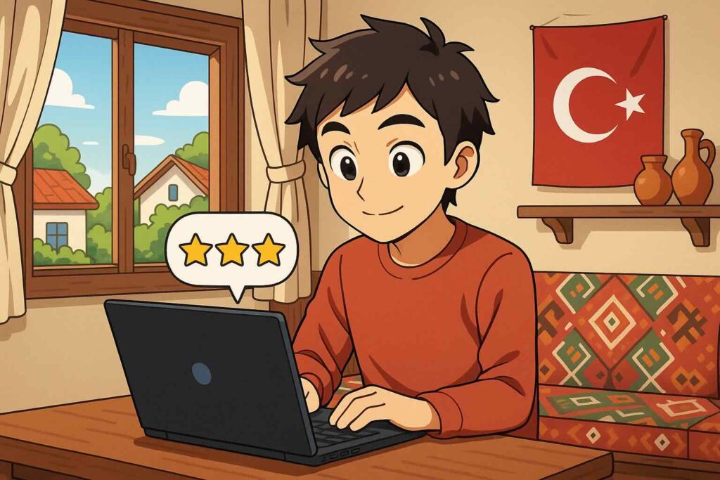 モチタンの口コミを調べている男性