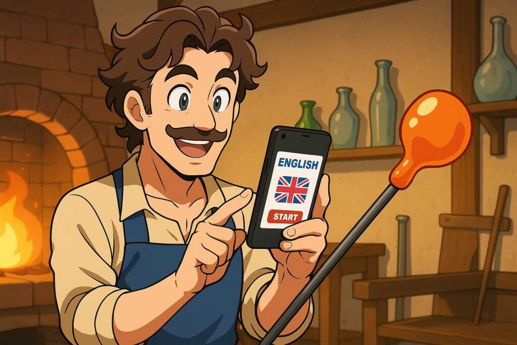 ハロートークで英会話をする男性