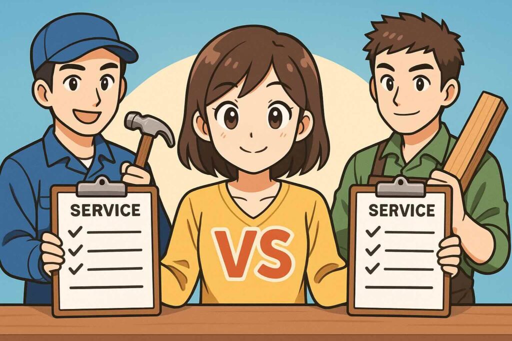 スピークバディとスピークのサービス比較をしている女性