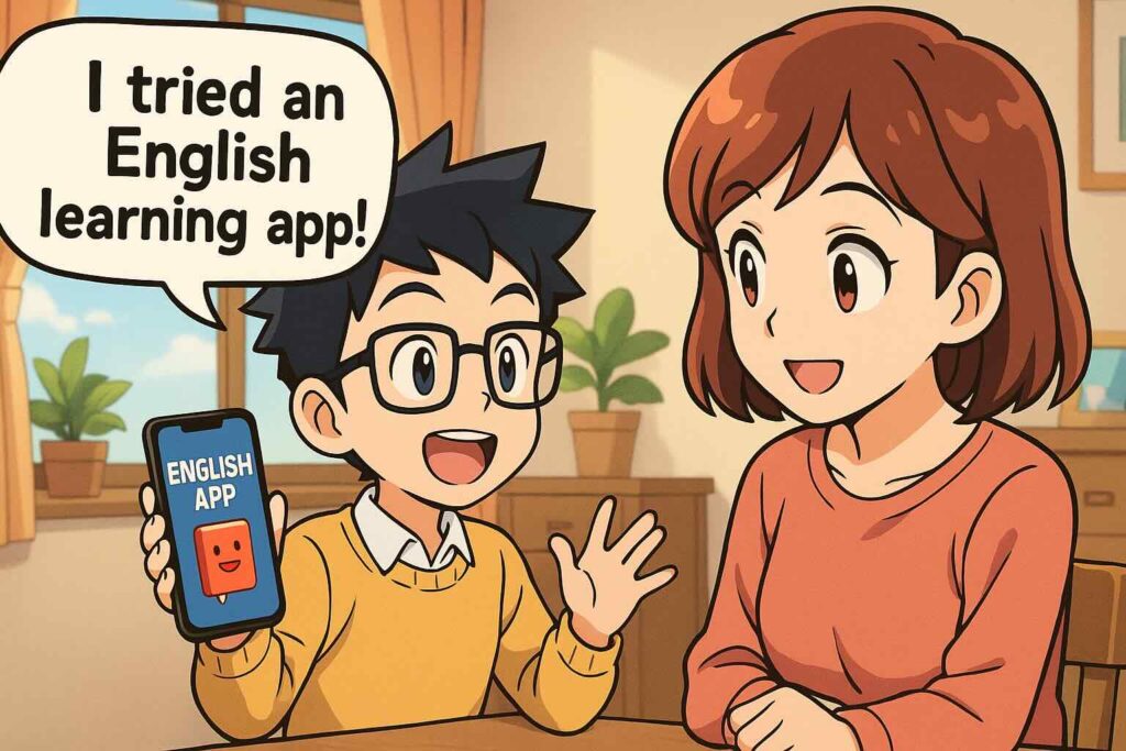 プレミアムプラスを使った感想を述べる少年