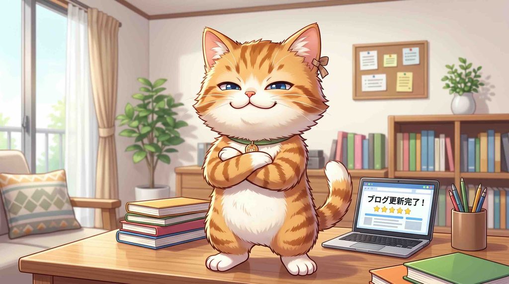 モチタンについて語る猫