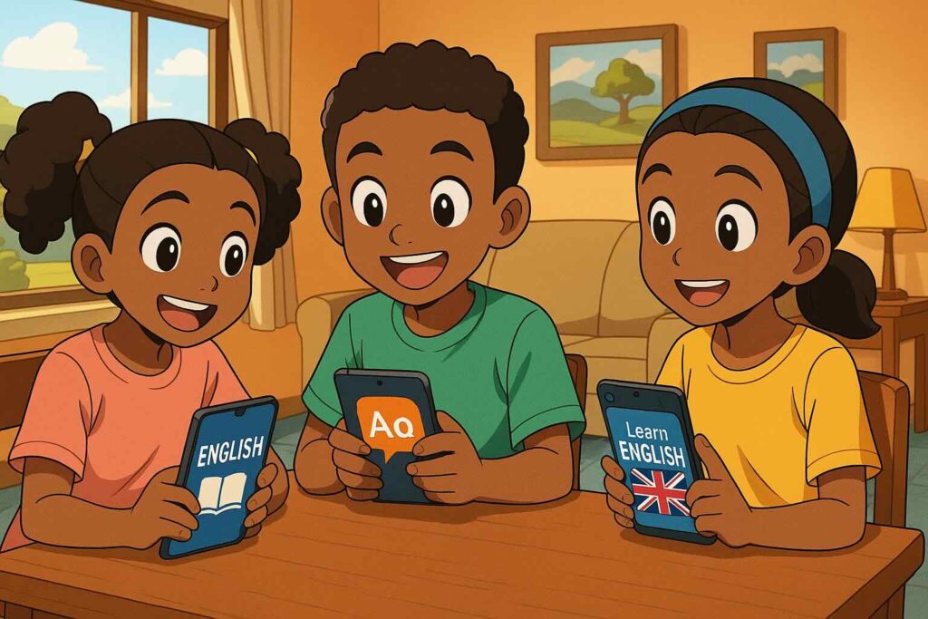 max英会話と他の英語アプリを比較している子供たち