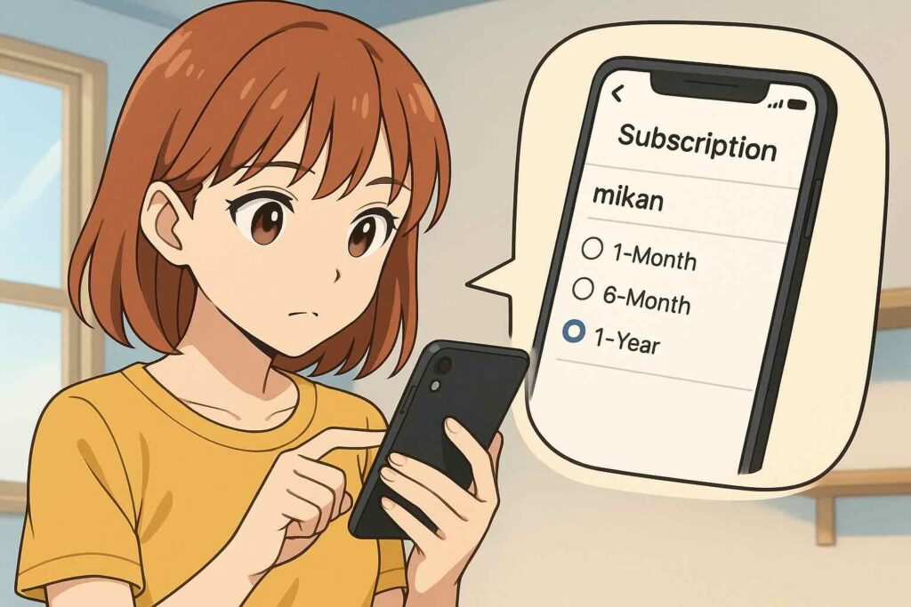 mikanプランの変更方法と解約方法を実践する女性