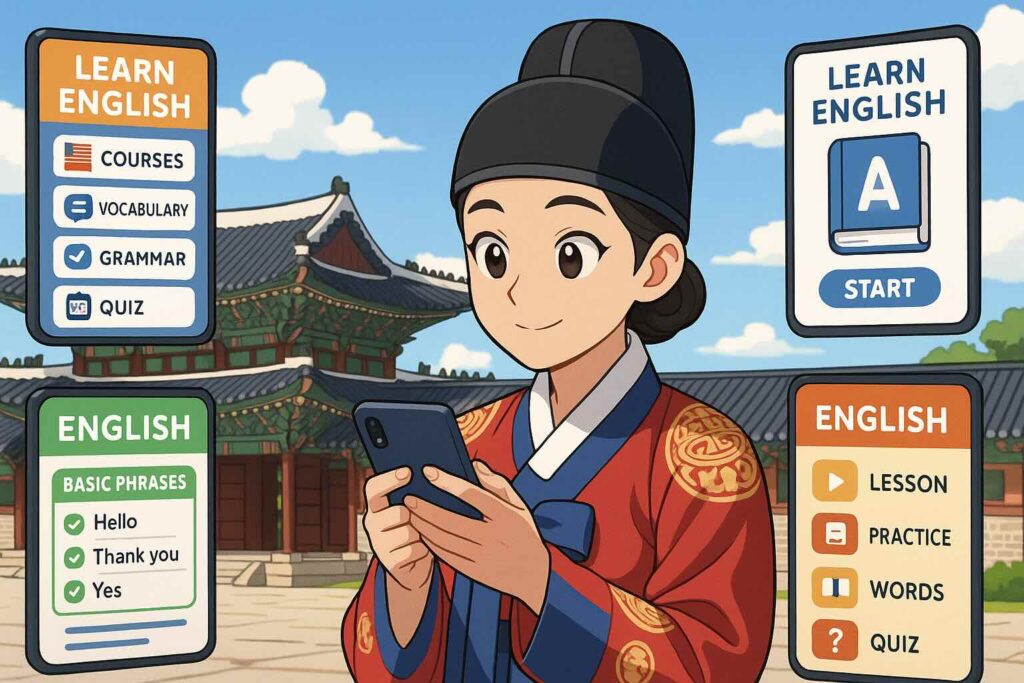 torabitと他の英語アプリを比較している女性