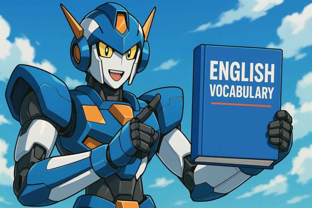mikanのおすすめ単語教材ベスト3を紹介するロボット