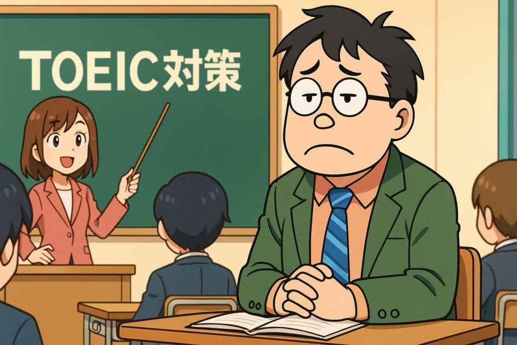 mikanによるTOEICおすすめ対策法を受講する男性