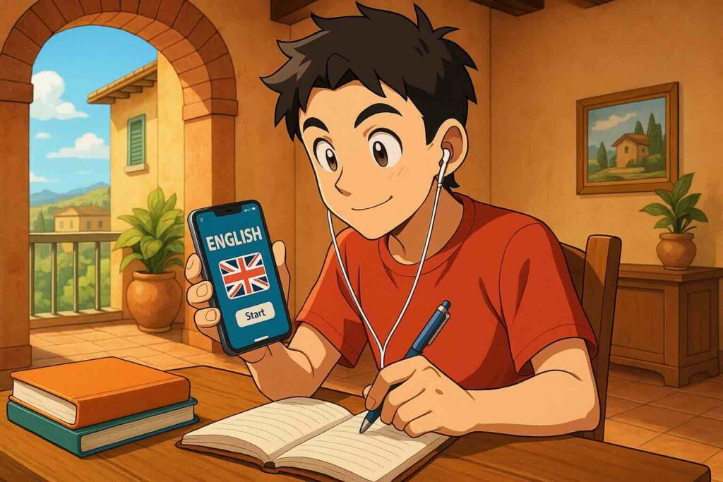 praktikaの効果的な学習方法を実践する男性