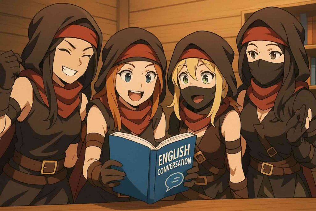 英会話を学んでいる女性盗賊団